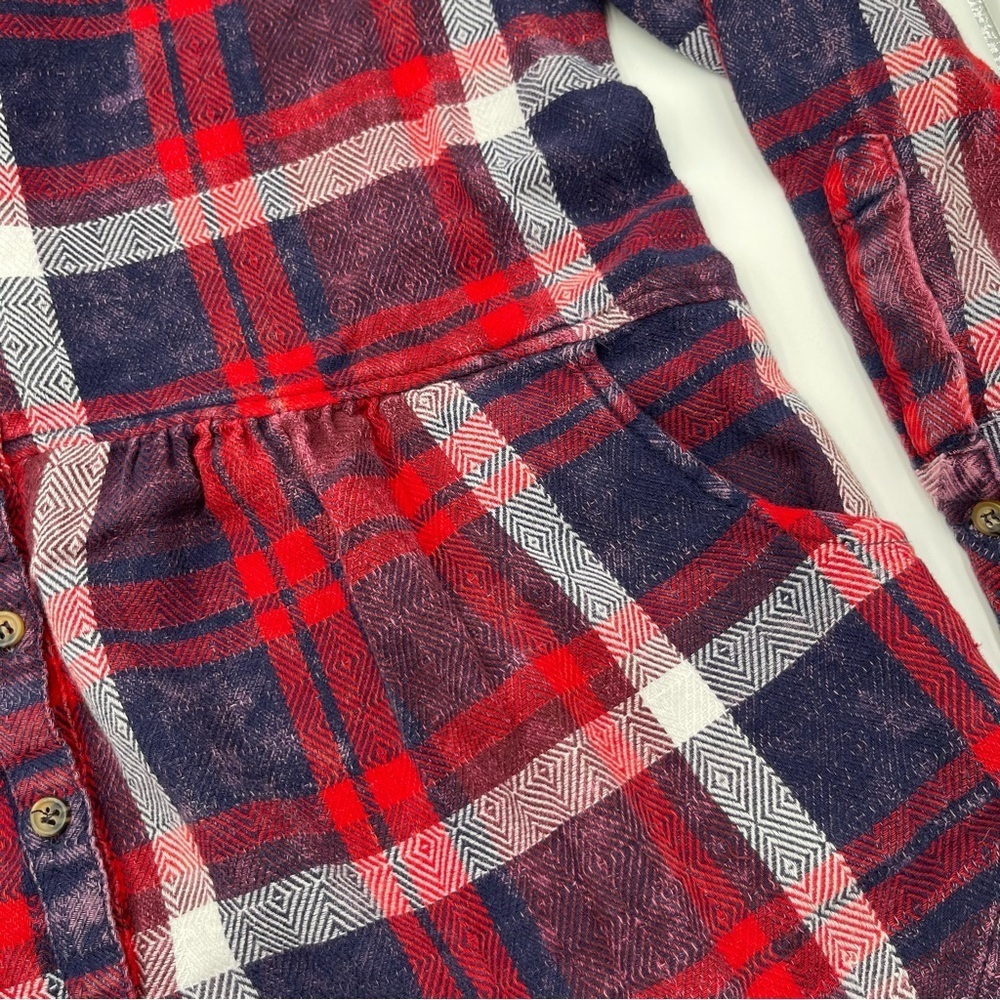 Free People Easy Street Plaid Shirt Buttondown Flannel Size Flowy Lightweight - Picture 6 of 11